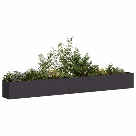 vidaXL plantekasse sort 360x40x40 cm koldvalset stål