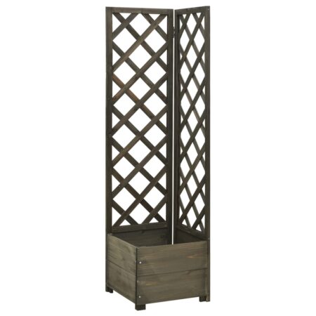 vidaXL plantekasse til hjørne med espalier 40x40x150 cm fyrretræ grå