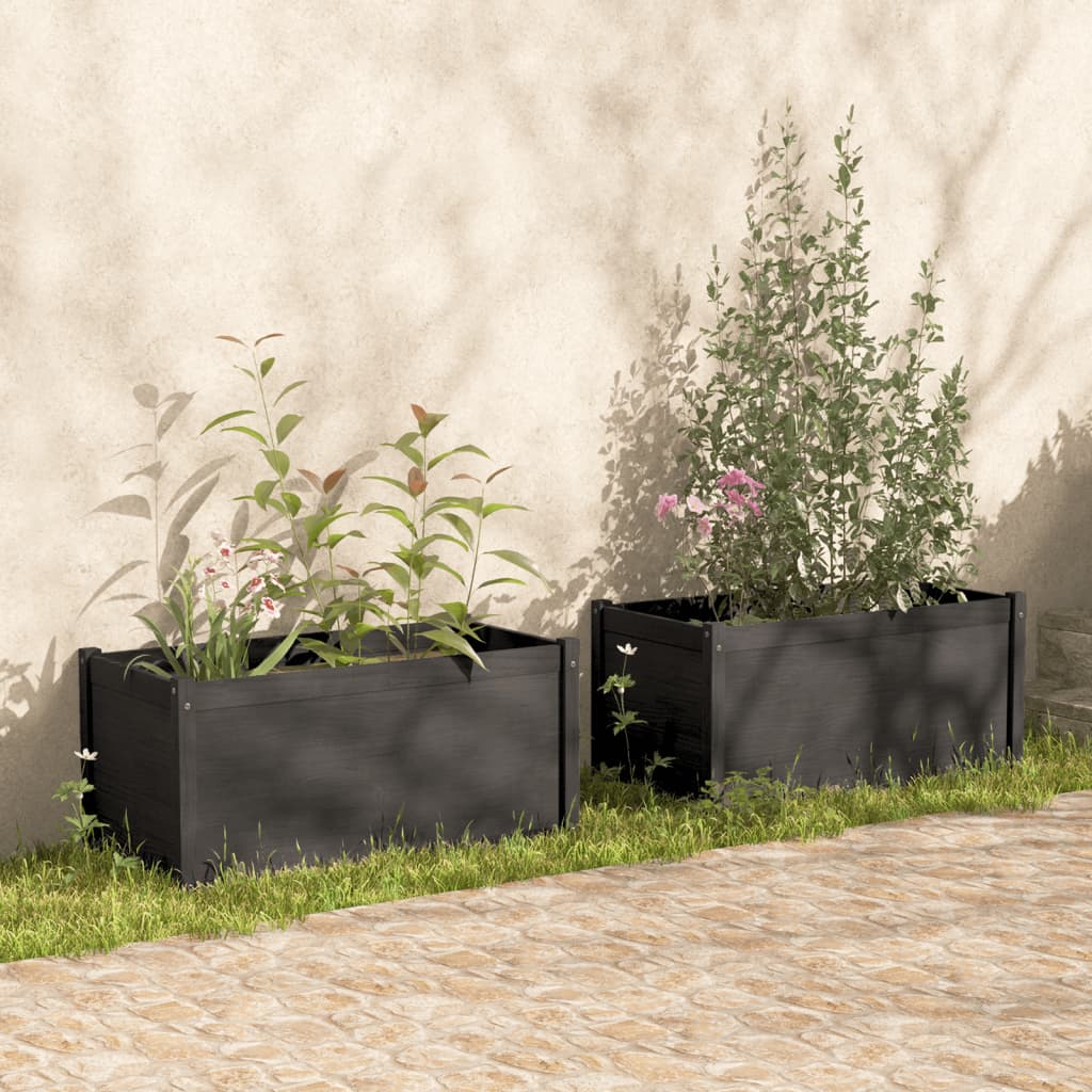 vidaXL plantekasser 2 stk. 100x50x50 cm massivt fyrretræ grå vidaXL plantekasser 2 stk. 100x50x50 cm massivt fyrretræ grå