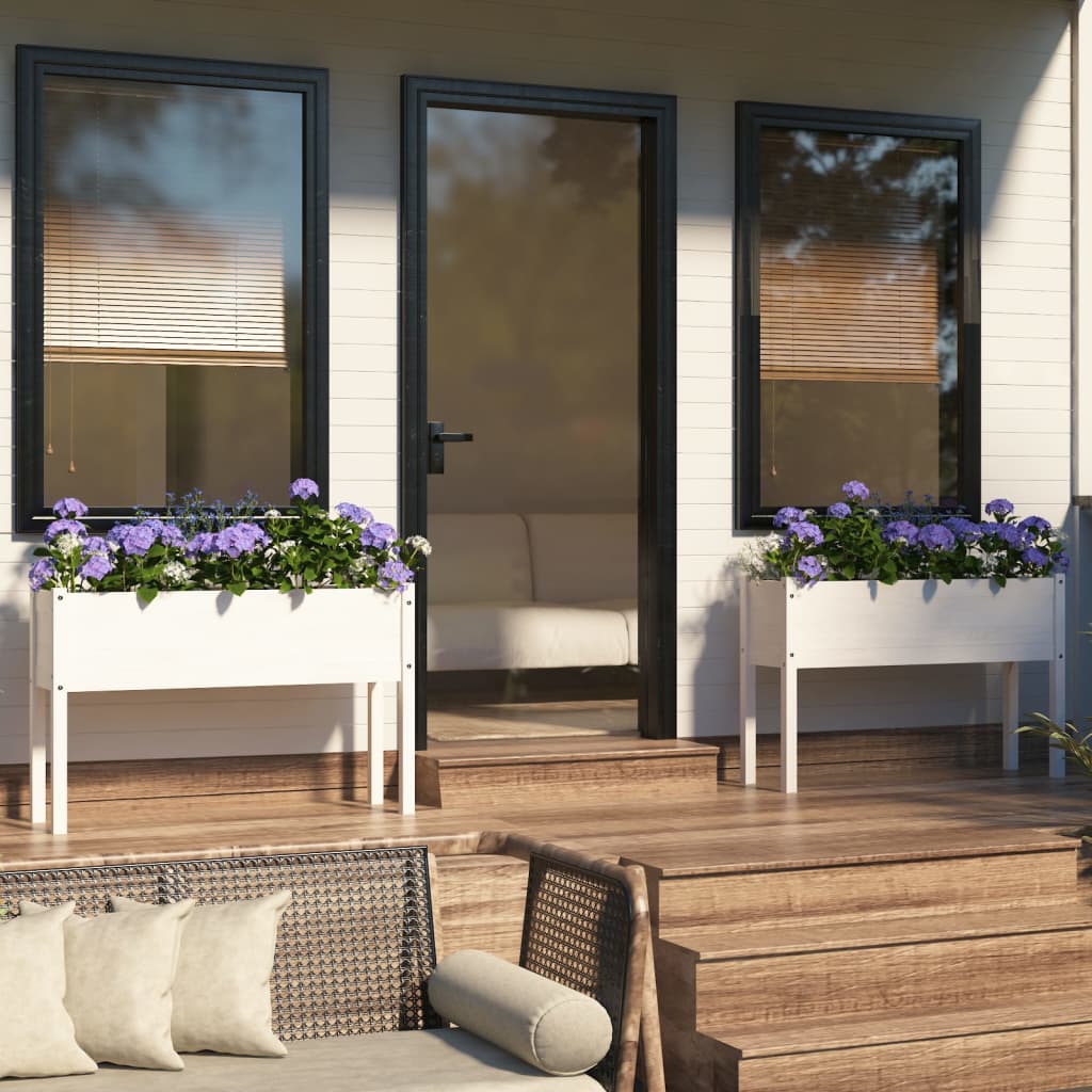 vidaXL plantekasser 2 stk. 110x31x70 cm massivt fyrretræ hvid vidaXL plantekasser 2 stk. 110x31x70 cm massivt fyrretræ hvid