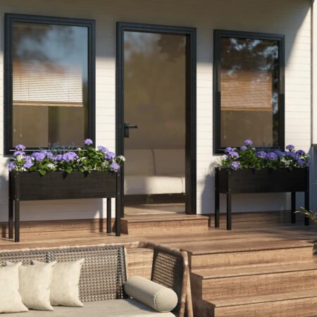 vidaXL plantekasser 2 stk. 110x31x70 cm massivt fyrretræ sort