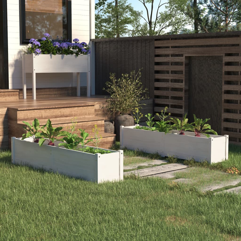 vidaXL plantekasser 2 stk. 150x31x31 cm massivt fyrretræ hvid vidaXL plantekasser 2 stk. 150x31x31 cm massivt fyrretræ hvid