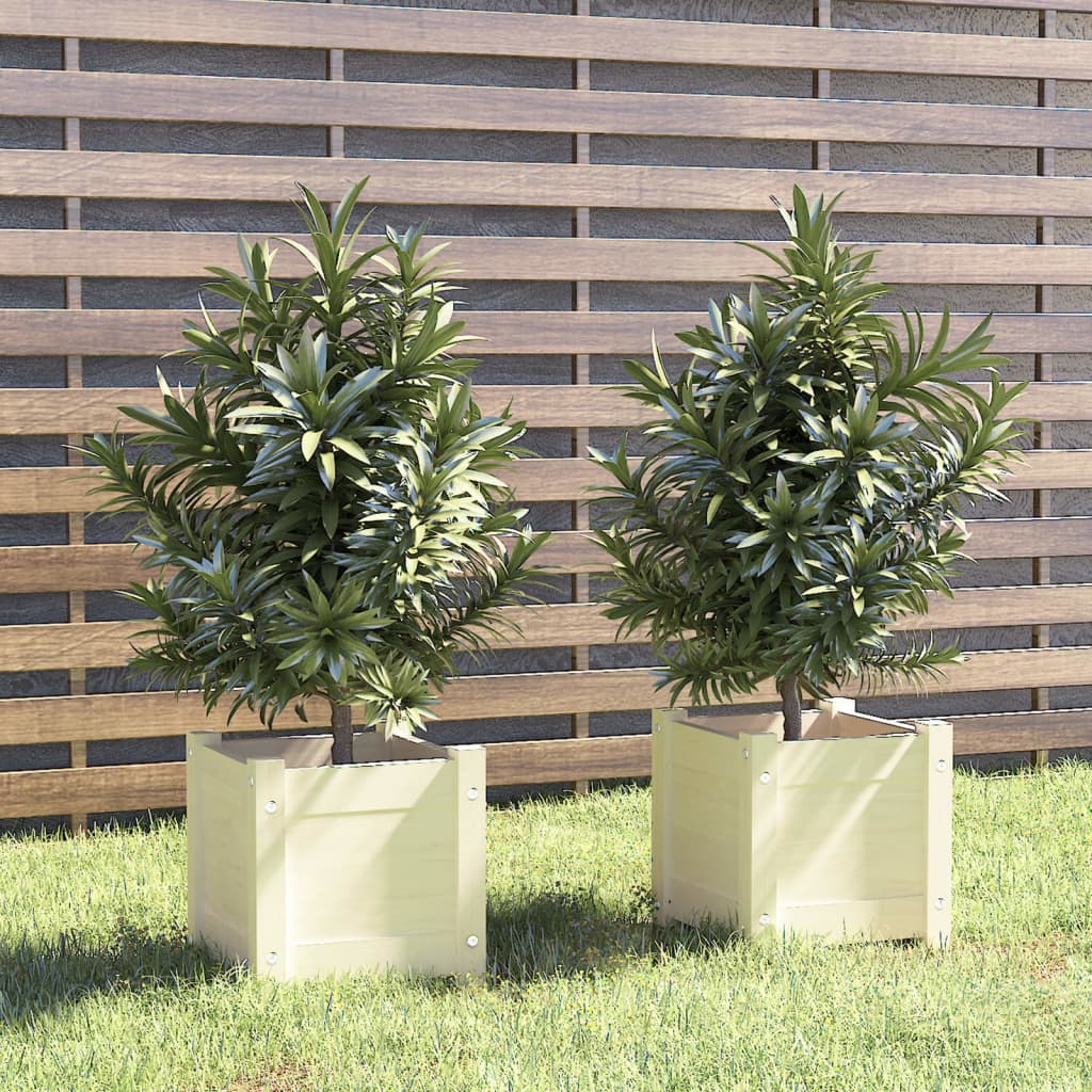 vidaXL plantekasser 2 stk. 31x31x31 cm massivt fyrretræ hvid vidaXL plantekasser 2 stk. 31x31x31 cm massivt fyrretræ hvid