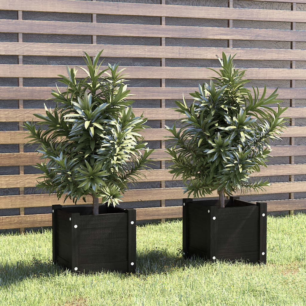 vidaXL plantekasser 2 stk. 31x31x31 cm massivt fyrretræ sort vidaXL plantekasser 2 stk. 31x31x31 cm massivt fyrretræ sort