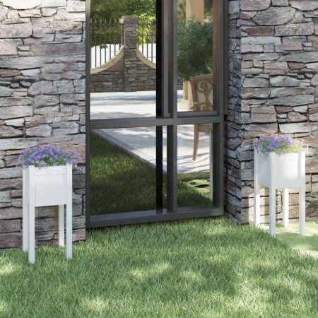 vidaXL plantekasser 2 stk. 31x31x70 cm massivt fyrretræ hvid