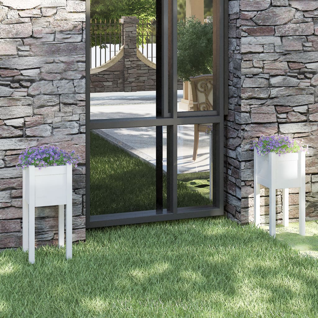 vidaXL plantekasser 2 stk. 31x31x70 cm massivt fyrretræ hvid vidaXL plantekasser 2 stk. 31x31x70 cm massivt fyrretræ hvid