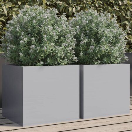 vidaXL plantekasser 2 stk. 32x30x29 cm galvaniseret stål sølvfarvet