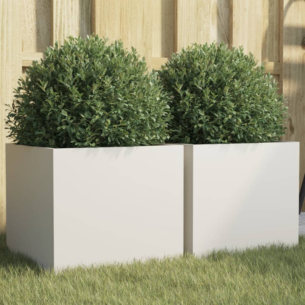 vidaXL plantekasser 2 stk. 32x30x29 cm koldvalset stål hvid vidaXL plantekasser 2 stk. 32x30x29 cm koldvalset stål hvid