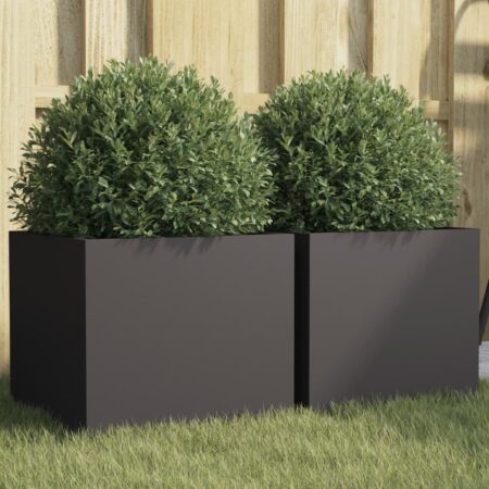 vidaXL plantekasser 2 stk. 32x30x29 cm koldvalset stål sort