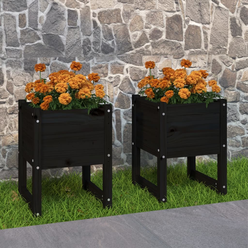 vidaXL plantekasser 2 stk. 40x40x52,5 cm massivt fyrretræ sort vidaXL plantekasser 2 stk. 40x40x52,5 cm massivt fyrretræ sort