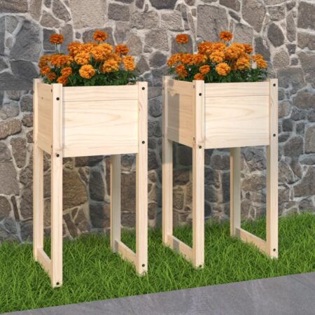 vidaXL plantekasser 2 stk. 40x40x81 cm massivt fyrretræ