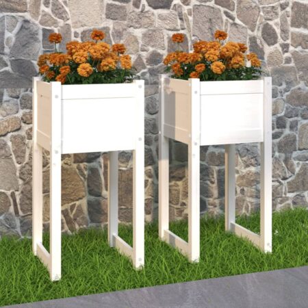 vidaXL plantekasser 2 stk. 40x40x81 cm massivt fyrretræ hvid