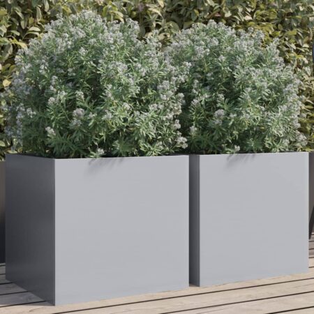 vidaXL plantekasser 2 stk. 42x40x39 cm galvaniseret stål sølvfarvet