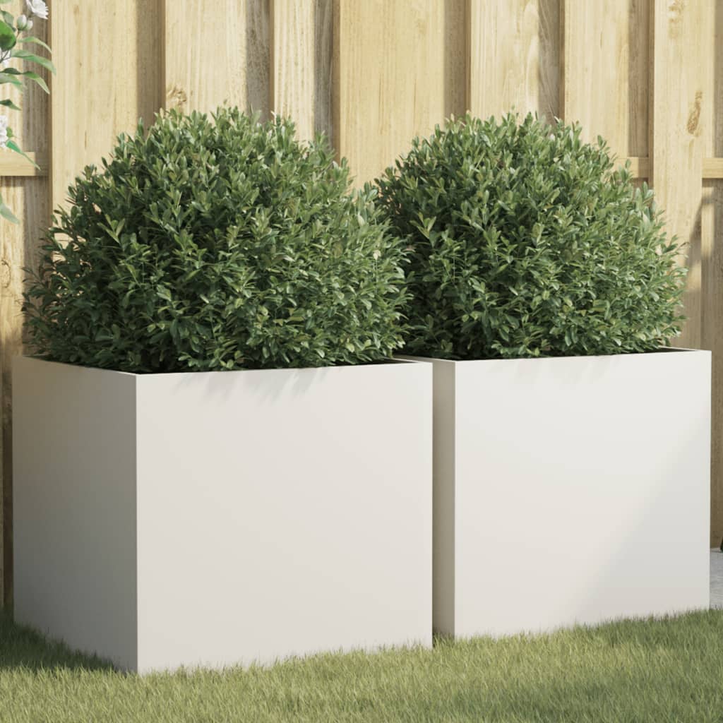 vidaXL plantekasser 2 stk. 49x47x46 cm koldvalset stål hvid vidaXL plantekasser 2 stk. 49x47x46 cm koldvalset stål hvid