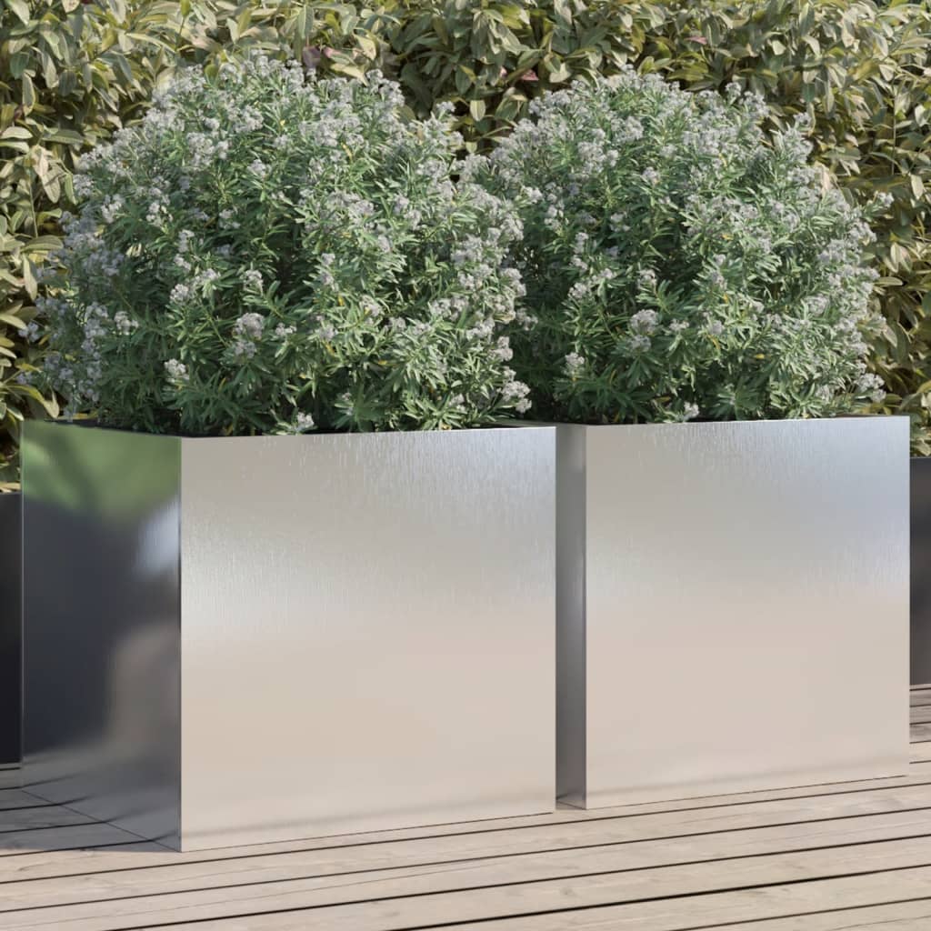 vidaXL plantekasser 2 stk. 49x47x46 cm rustfrit stål sølvfarvet vidaXL plantekasser 2 stk. 49x47x46 cm rustfrit stål sølvfarvet