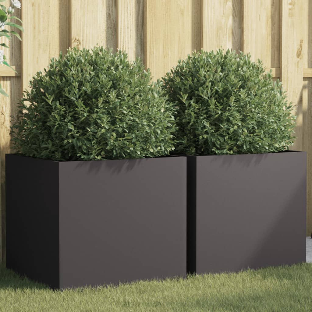 vidaXL plantekasser 2 stk. 49x47x46 cm stål sort vidaXL plantekasser 2 stk. 49x47x46 cm stål sort