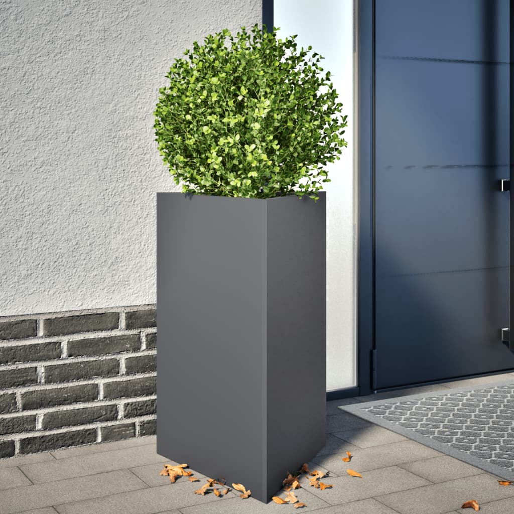 vidaXL plantekasser 2 stk. 50x43x75 cm trekantet stål antracitgrå vidaXL plantekasser 2 stk. 50x43x75 cm trekantet stål antracitgrå