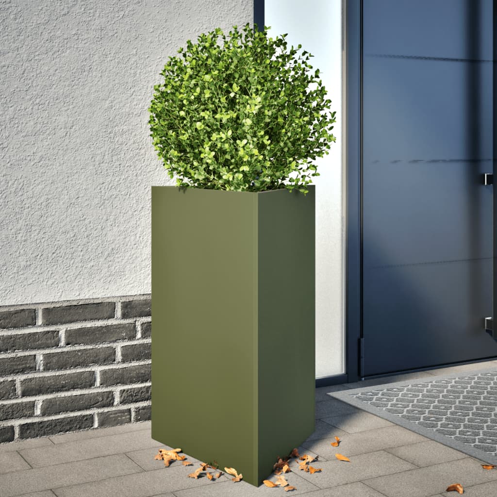 vidaXL plantekasser 2 stk. 50x43x75 cm trekantet stål olivengrøn vidaXL plantekasser 2 stk. 50x43x75 cm trekantet stål olivengrøn