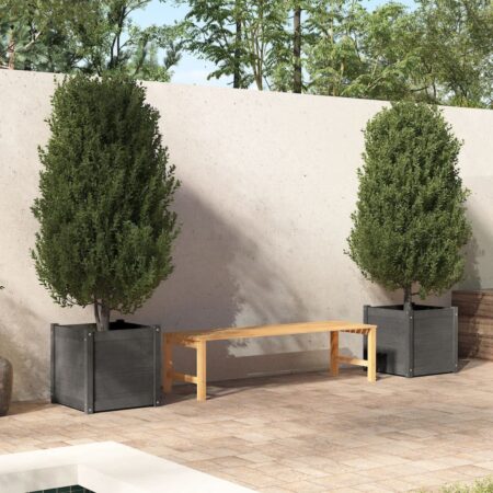 vidaXL plantekasser 2 stk. 50x50x50 cm massivt fyrretræ grå