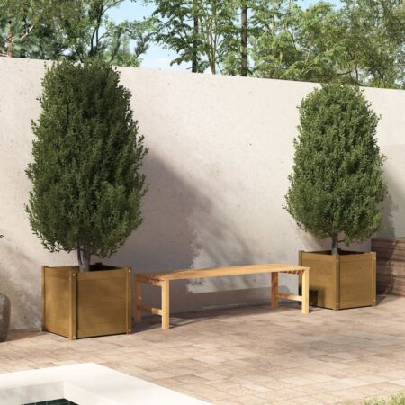 vidaXL plantekasser 2 stk. 50x50x50 cm massivt fyrretræ gyldenbrun