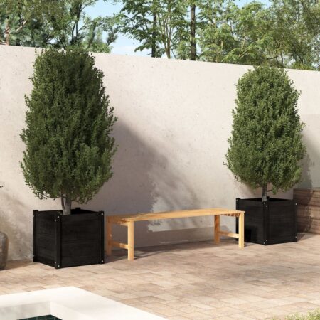 vidaXL plantekasser 2 stk. 50x50x50 cm massivt fyrretræ sort