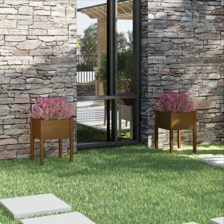 vidaXL plantekasser 2 stk. 50x50x70 cm massivt fyrretræ gyldenbrun