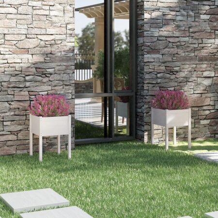 vidaXL plantekasser 2 stk. 50x50x70 cm massivt fyrretræ hvid