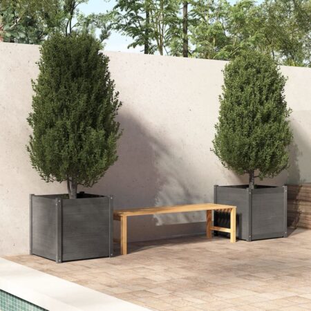 vidaXL plantekasser 2 stk. 60x60x60 cm massivt fyrretræ grå