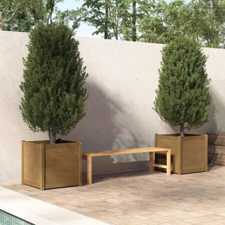 vidaXL plantekasser 2 stk. 60x60x60 cm massivt fyrretræ gyldenbrun