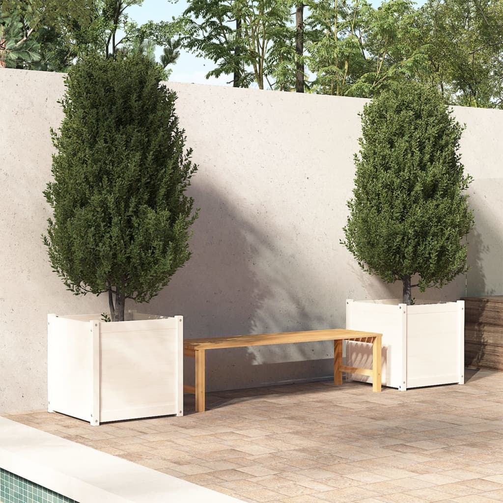 vidaXL plantekasser 2 stk. 60x60x60 cm massivt fyrretræ hvid vidaXL plantekasser 2 stk. 60x60x60 cm massivt fyrretræ hvid