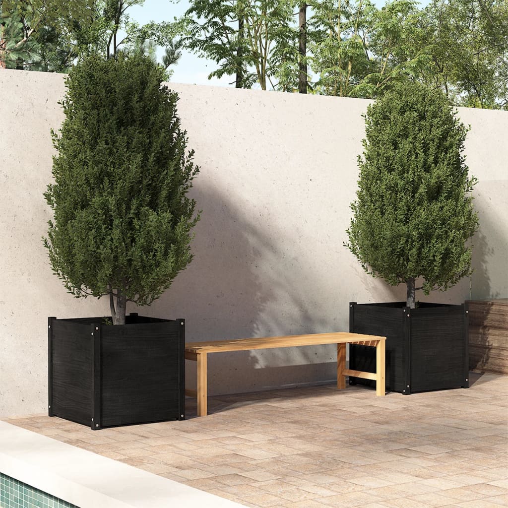 vidaXL plantekasser 2 stk. 60x60x60 cm massivt fyrretræ sort vidaXL plantekasser 2 stk. 60x60x60 cm massivt fyrretræ sort