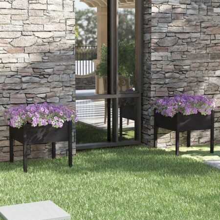 vidaXL plantekasser 2 stk. 70x70x70 cm massivt fyrretræ sort