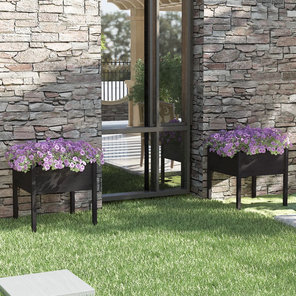 vidaXL plantekasser 2 stk. 70x70x70 cm massivt fyrretræ sort vidaXL plantekasser 2 stk. 70x70x70 cm massivt fyrretræ sort