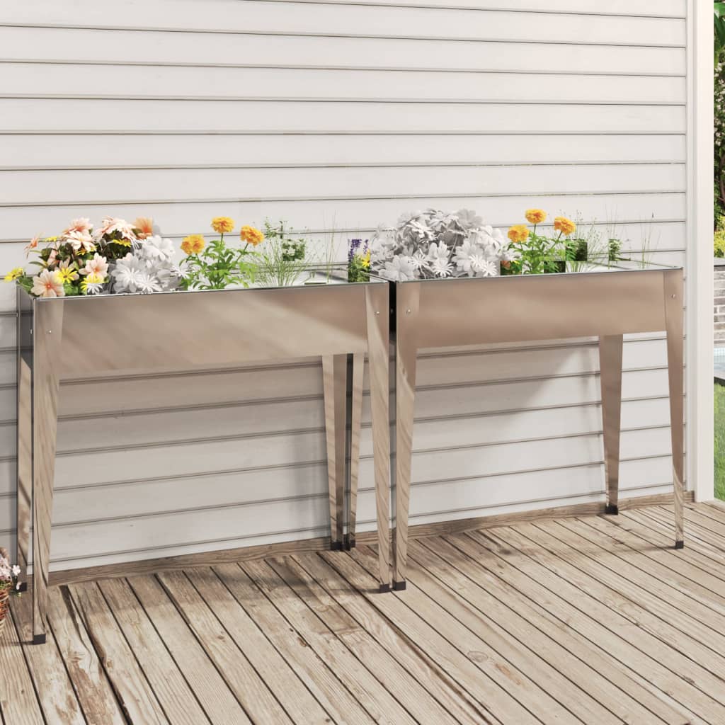vidaXL plantekasser 2 stk. galvaniseret stål vidaXL plantekasser 2 stk. galvaniseret stål