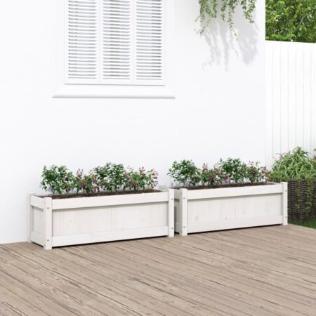 vidaXL plantekasser 2 stk. massivt fyrretræ hvid
