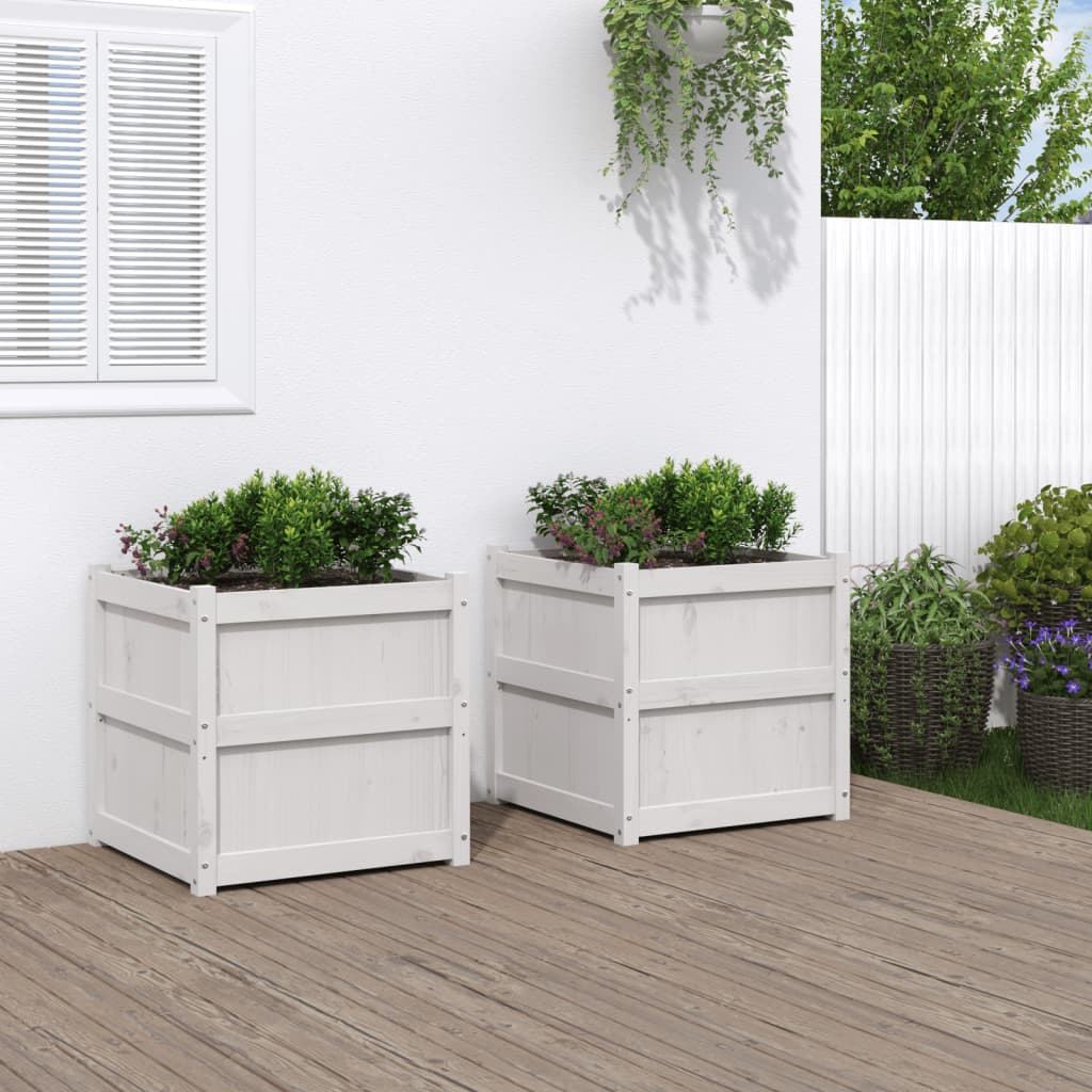 vidaXL plantekasser 2 stk. massivt fyrretræ hvid vidaXL plantekasser 2 stk. massivt fyrretræ hvid