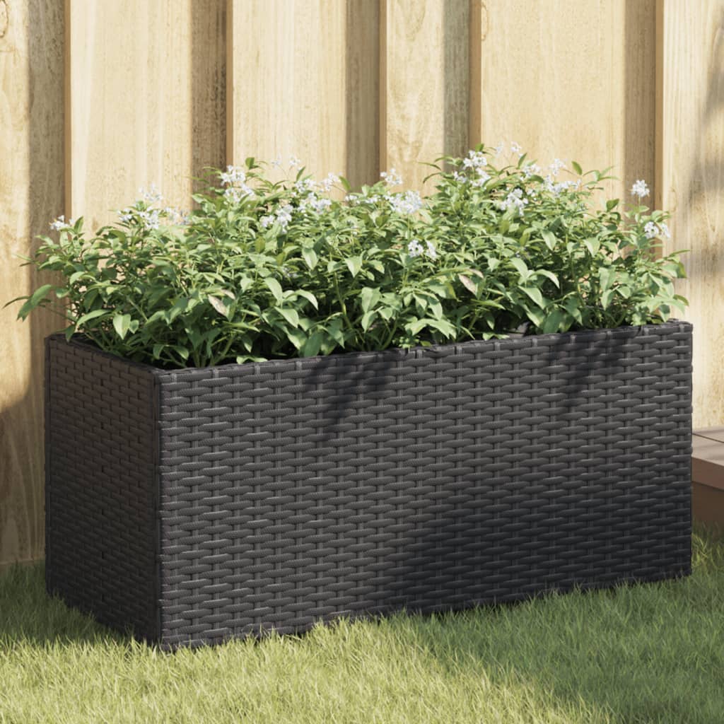 vidaXL plantekasser 2 stk. med 2 potter 72x30x32 cm polyrattan sort vidaXL plantekasser 2 stk. med 2 potter 72x30x32 cm polyrattan sort