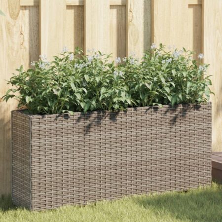 vidaXL plantekasser 2 stk. med 2 potter 90x20x40 cm polyrattan grå