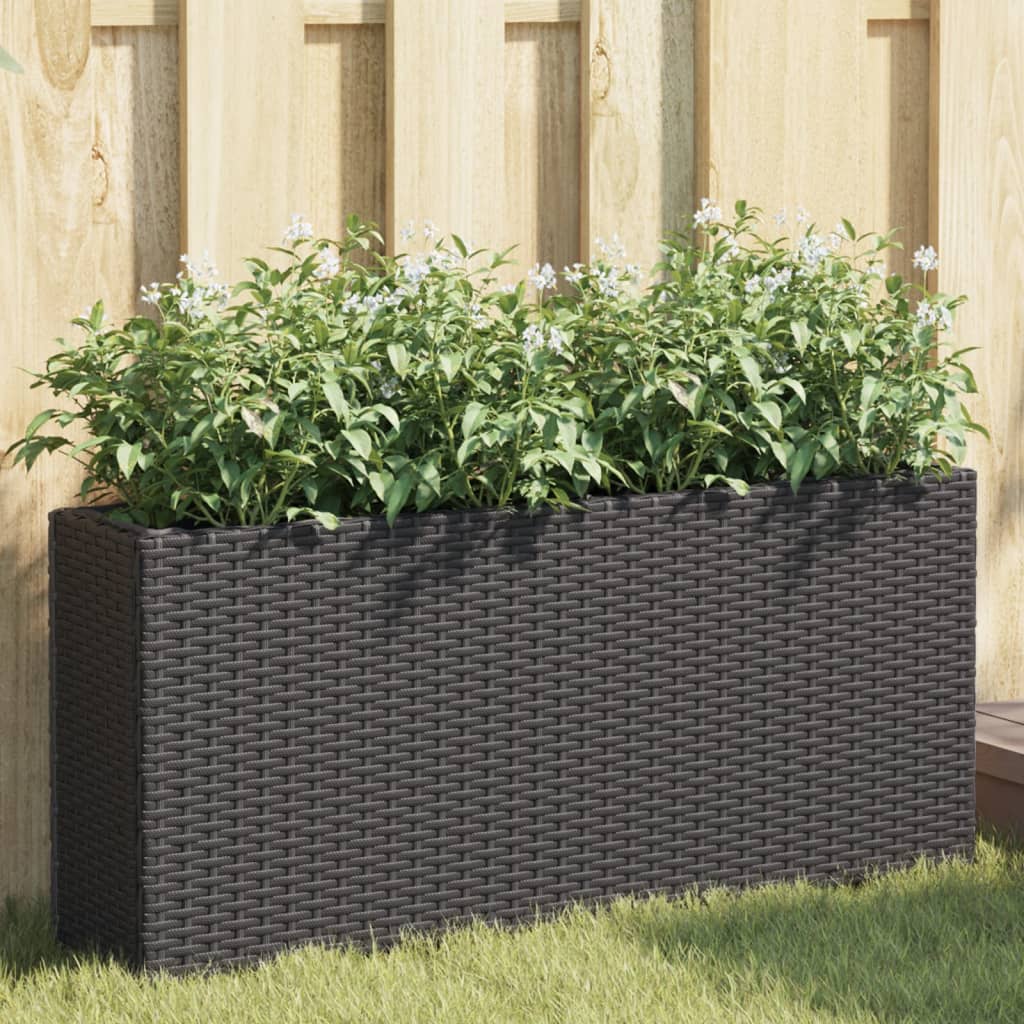 vidaXL plantekasser 2 stk. med 2 potter 90x20x40 cm polyrattan sort vidaXL plantekasser 2 stk. med 2 potter 90x20x40 cm polyrattan sort