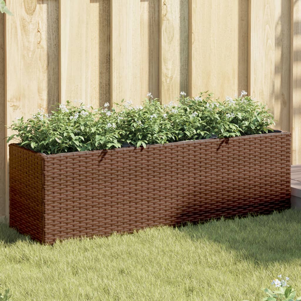 vidaXL plantekasser 2 stk. med 3 potter 105x30x32 cm polyrattan brun vidaXL plantekasser 2 stk. med 3 potter 105x30x32 cm polyrattan brun
