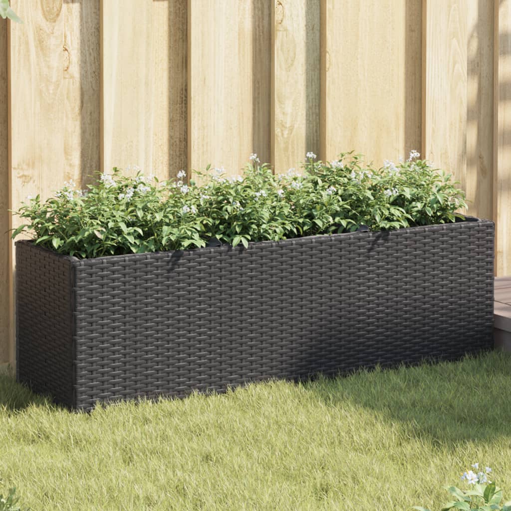 vidaXL plantekasser 2 stk. med 3 potter 105x30x32 cm polyrattan sort vidaXL plantekasser 2 stk. med 3 potter 105x30x32 cm polyrattan sort