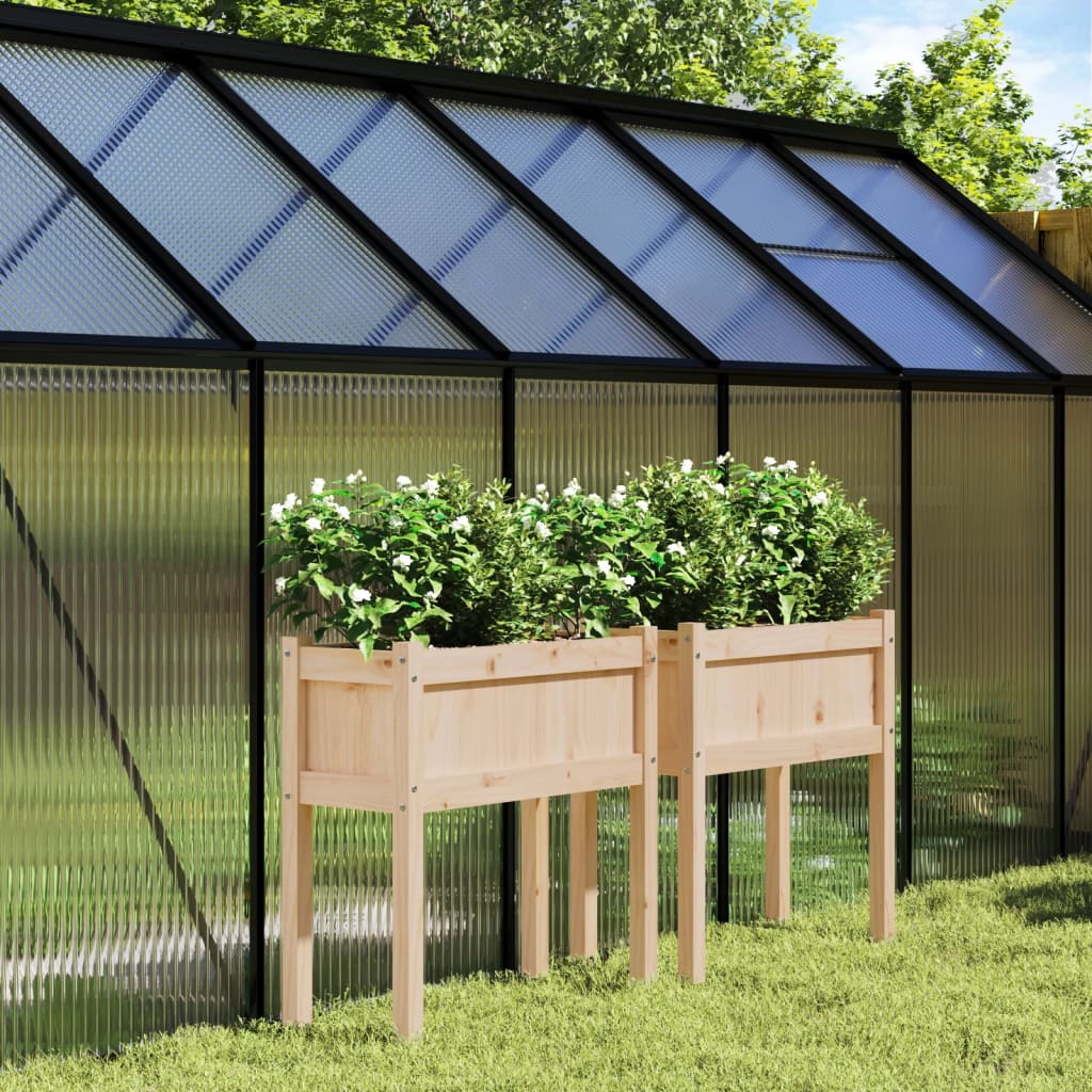 vidaXL plantekasser 2 stk. med ben massivt fyrretræ vidaXL plantekasser 2 stk. med ben massivt fyrretræ