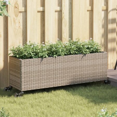 vidaXL plantekasser 2 stk. med hjul 107x32x38 cm polyrattan grå