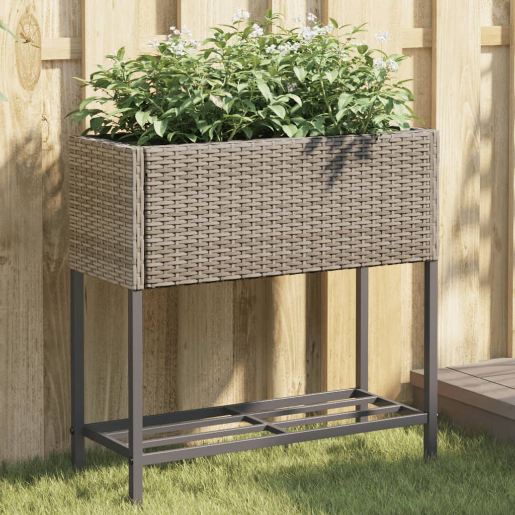 vidaXL plantekasser 2 stk. med hylde 70x28x70 cm polyrattan grå vidaXL plantekasser 2 stk. med hylde 70x28x70 cm polyrattan grå