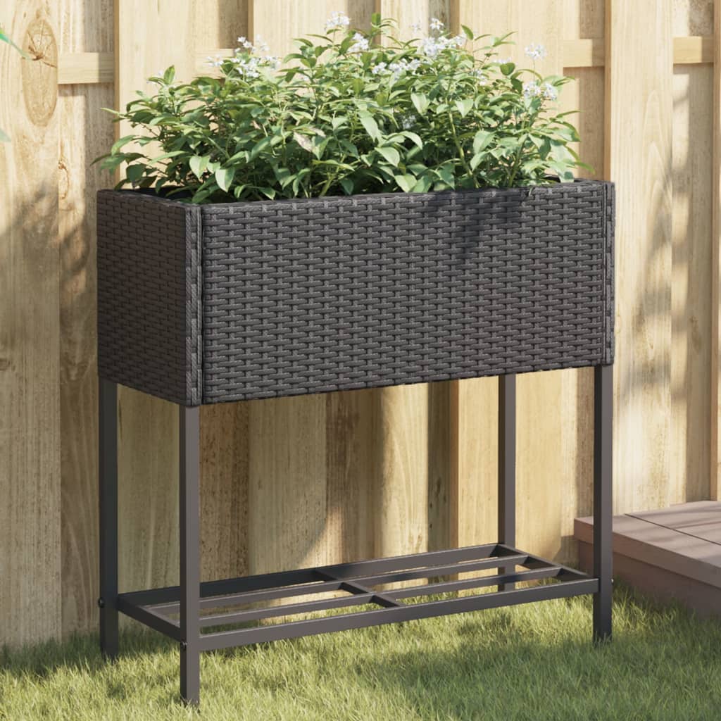vidaXL plantekasser 2 stk. med hylde 70x28x70 cm polyrattan sort vidaXL plantekasser 2 stk. med hylde 70x28x70 cm polyrattan sort