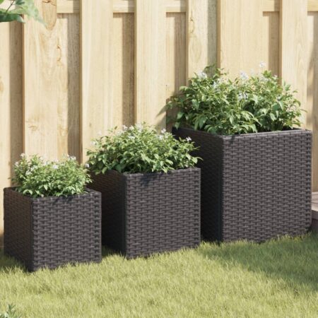 vidaXL plantekasser 3 stk. polyrattan sort