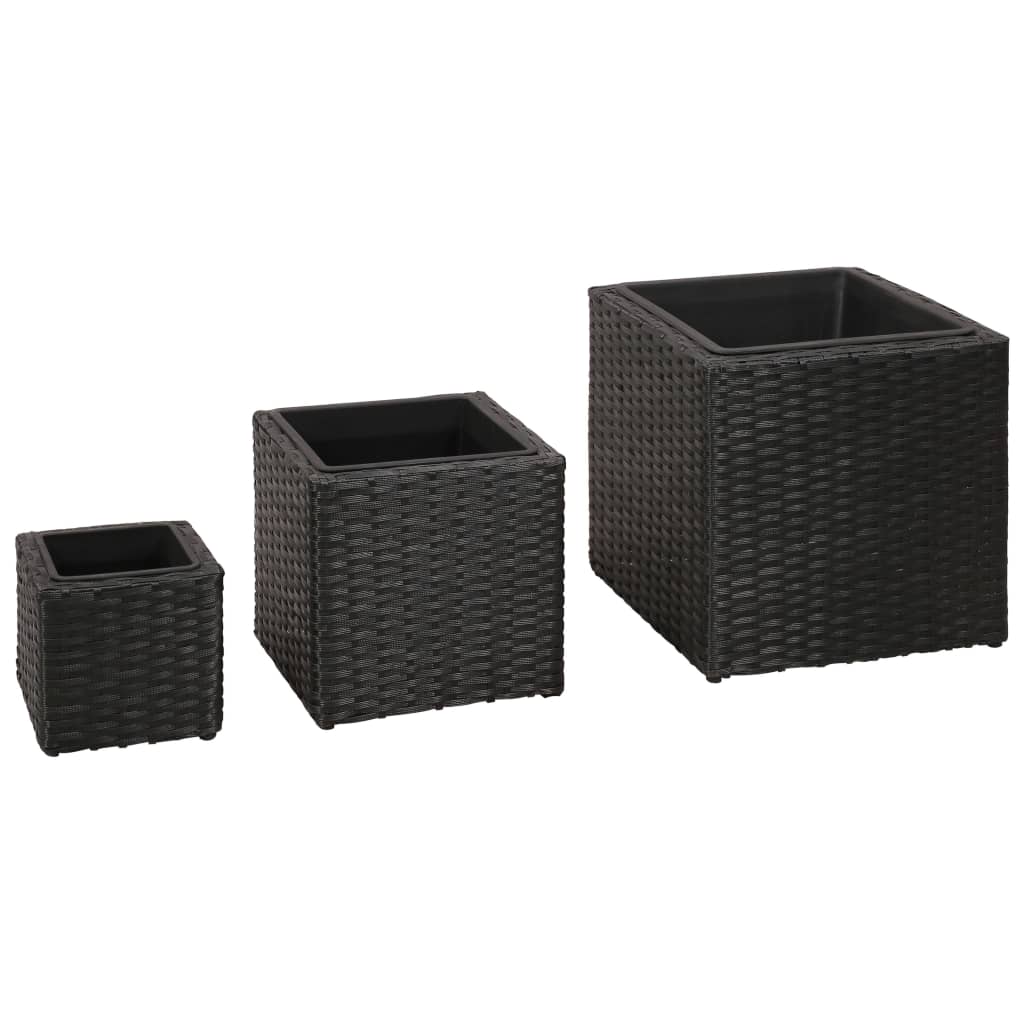 vidaXL plantekasser 3 stk. polyrattan sort vidaXL plantekasser 3 stk. polyrattan sort