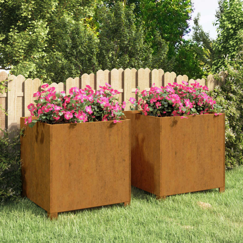 vidaXL plantekasser med ben 2 stk. 49x47x50 cm cortenstål rustfarvet vidaXL plantekasser med ben 2 stk. 49x47x50 cm cortenstål rustfarvet