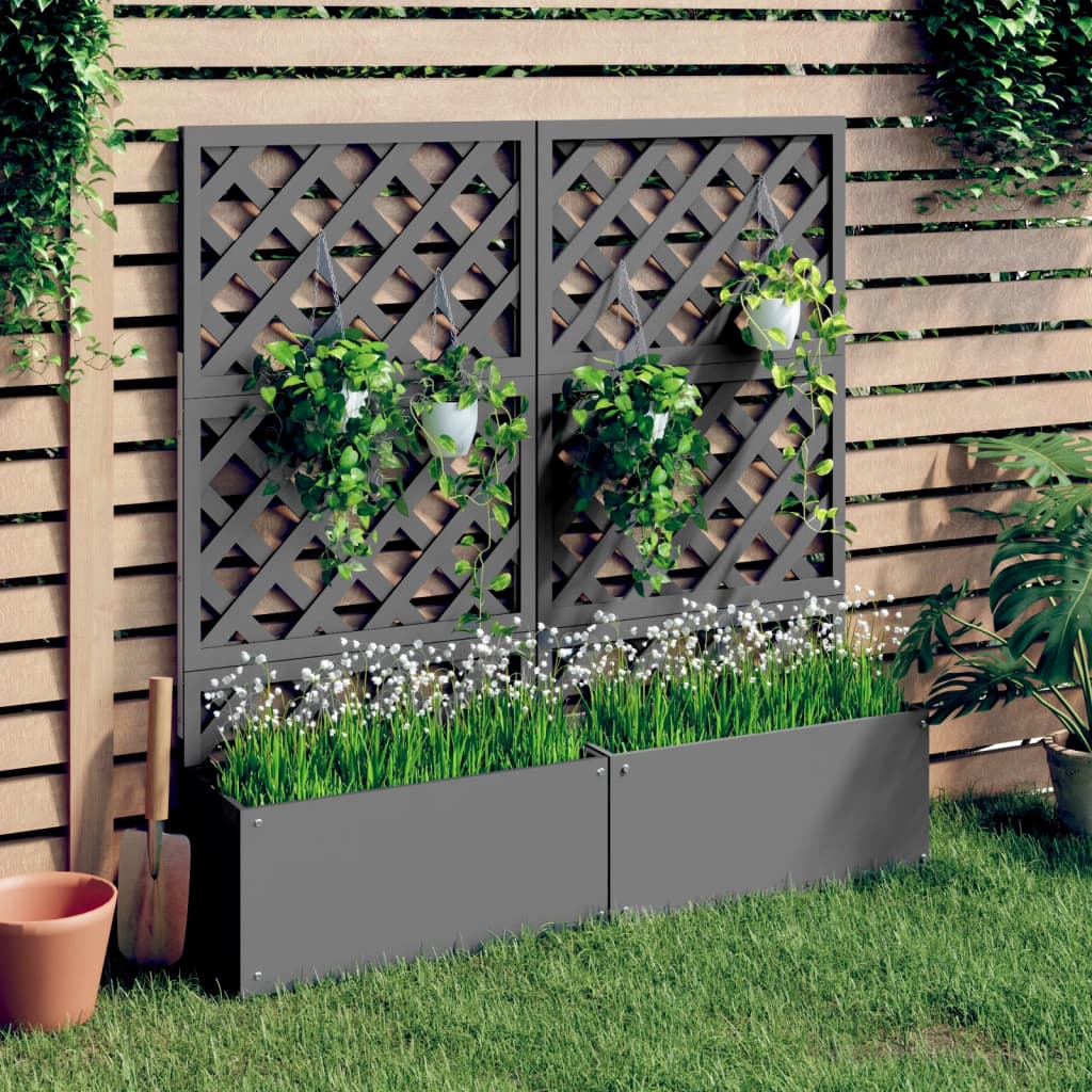 vidaXL plantekasser med espalier 2 stk. 65x33x135 cm WPC grå vidaXL plantekasser med espalier 2 stk. 65x33x135 cm WPC grå