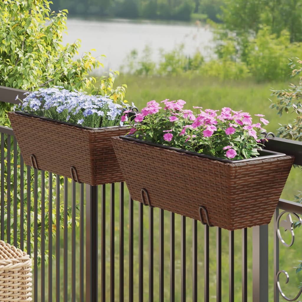 vidaXL plantekasser med kroge 2 stk. polyrattan brun vidaXL plantekasser med kroge 2 stk. polyrattan brun
